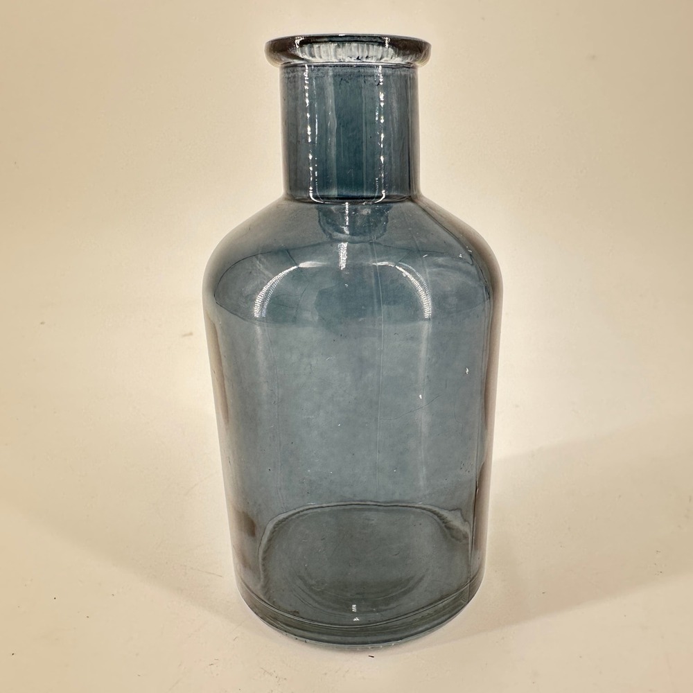 Blue Recycled Glass Apothecary Bud Vase‎ 5 Inch Small Bottle Decorative Accent